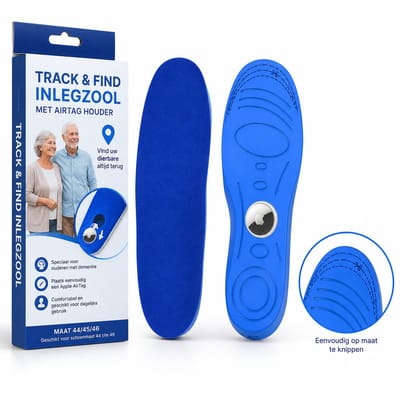 AirTag Inlegzool – GPS Tracker Schoen Zool – Geschikt voor Dementie & Ouderen – Onzichtbaar & Op Maat Knipbaar - Exclusief AirTag - 38\39\40