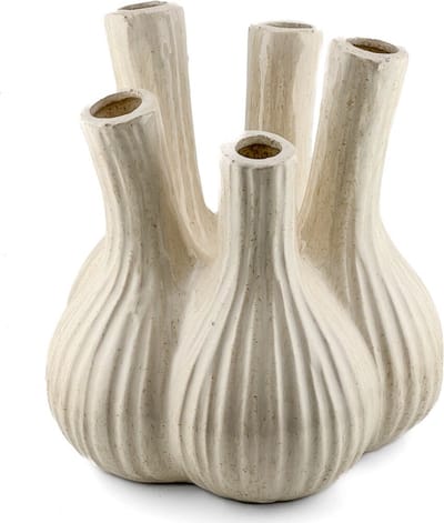 HomeBound by KY | Aardewerk tulpenvaas garlic beige | beige vaas | 20,5x20,5x21cm | stijlvol | tulpenvaas