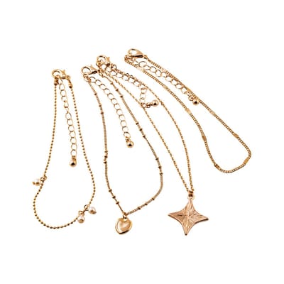 Steuer Modeschmuck Fußketten Set Metall Glänzend gelb vergoldet