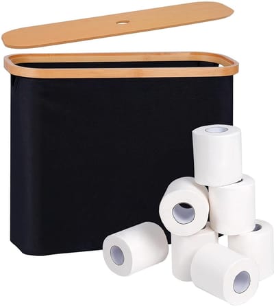 Dailygoods- Toiletpapieropbergdoos met deksel - Bamboe - Waterdicht - Stapelbaar - Badkamerorganizer - 45 x 15 x 34,5 cm - Opbergbox
