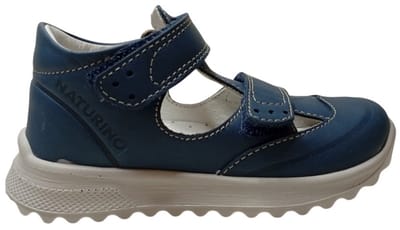 Naturino - Yuky - Mt 20 - Velcro's effen lederen gesloten sandalen - blauw