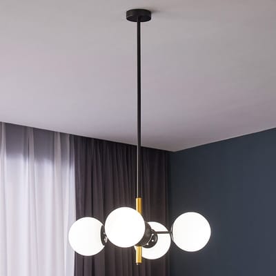 LumenXL Moderne hanglamp Callie zwart - melkwit glas, 4-lichts
