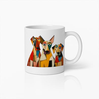 Kleurrijke Abstracte Honden Mok – Artistieke Koffiebeker voor Hondenliefhebbers