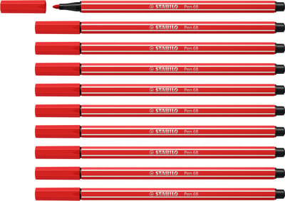 STABILO Pen 68 - Premium Viltstift - Karmijnrood - Doos 10 stuks