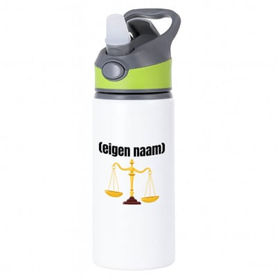 Hacebo® - rechter weegschaal waterfles met rietje groen - Advocaat - advocaten - met eigen naam - leuk cadeau voor iemand die advocaat is - cadeau - kado - water fles - 650ML