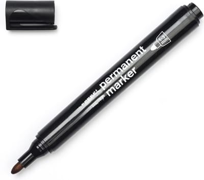 1x permanent marker zwart - ronde punt - permanente stift black