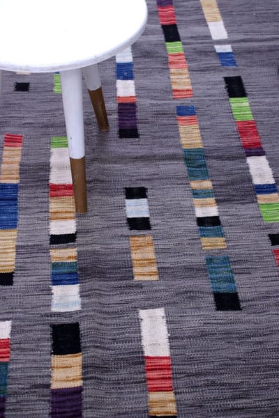 Grijs Tapijt Laagpolig Handgeweven Wollen Vloerkleed - Koho Afghan Modern Kelim 173x123 - 173x123cm- Modern - Woonkamer - Salon - Slaapkamer - Eetkamer