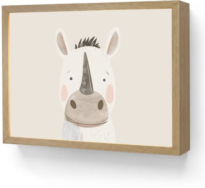 Nachtlampje 40x30 cm - Kinder lamp - Neushoorn - Wilde dieren - Pastel kleuren - Tafellamp kinderkamer draadloos - Slaapkamer lampje - Bedlamp kinderen - Kinderlampje - Wandlamp babykamer - Nachtlampjes