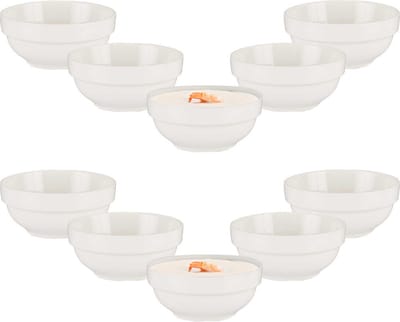 Vessia amuse kommetjes/serveer schaaltjes - set 12x stuks - wit - 9 x 9 x 4 cm - keuken/eettafel - keramiek