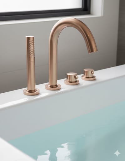 AquaVik Badrandthermostaat Soral 4-gats Met Inbouwdeel Geborsteld Brons Koper