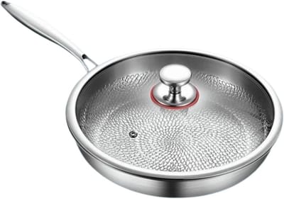Koekenpan - Koekenpan met deksel - Koken thuis - Gelijkmatige warmteverdeling - 28 cm - Grijs