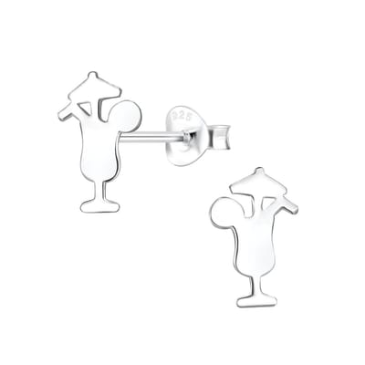 Joy|S - Zilveren tropische cocktail oorbellen - 8 x 12 mm - egaal