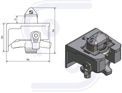 Twistlock FD02SK standaard gegoten zijkant open