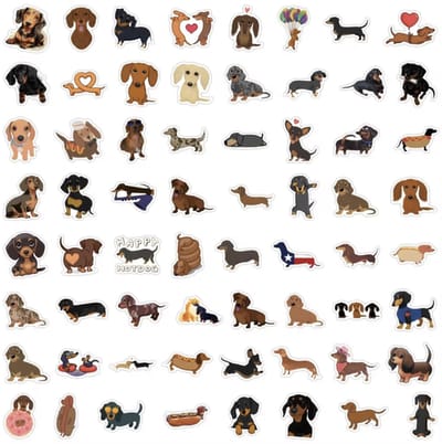 Teckelstickers - Stickers van teckels - 60stuks - Journal stickers - Laptopsticker - Hondenstickers - Grappige stickers van teckels - Tekkel - Dashond - Dachshund - CHPN