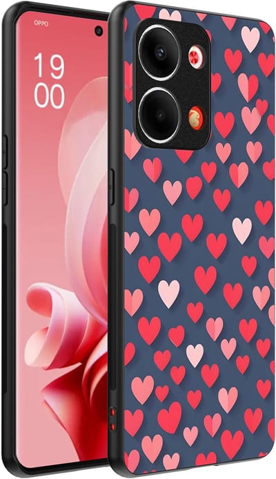 Smartphonica Telefoonhoesje Geschikt voor Oppo Reno 9 / 9 Pro met Roze en Rode Hartjes Opdruk - TPU Backcover Case With Rosé and Red Heart Design geschikt voor Oppo Reno 9;Oppo Reno 9 Pro