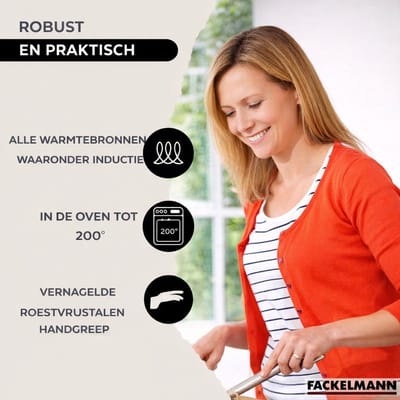 Set van 2 pannen 20 en 24 cm van roestvrij staal en 2 glazen deksels Fackelmann Eterna