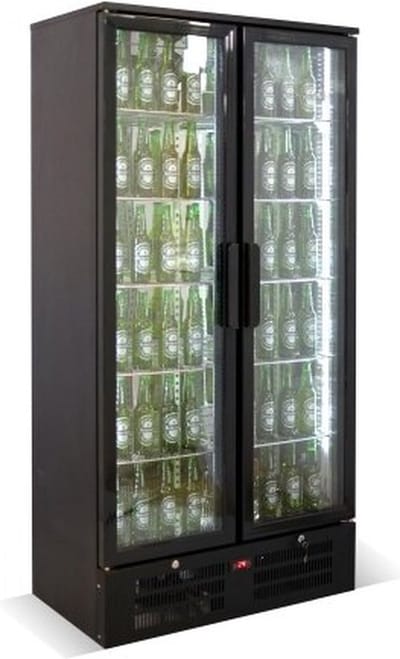 CombiSteel Drankenkoeling - 458L - Zwart - Geventileerd - Draaideuren - 900x515x1820mm - Horeca Koelkast