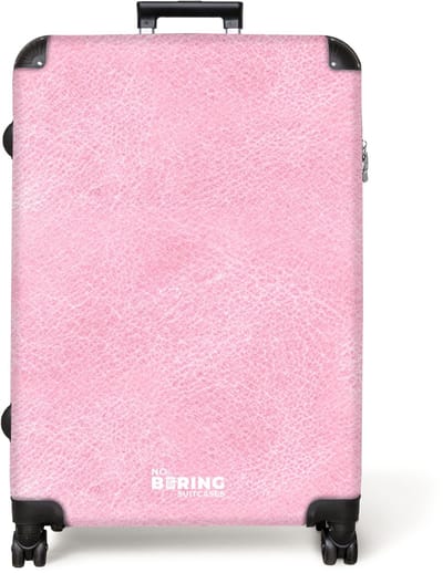 NoBoringSuitcases.com® - Koffer groot - Reiskoffer lichtgewicht - Lederen look licht roze - Rolkoffer met 4 wielen - Grote trolley XL - 98 liter bagage