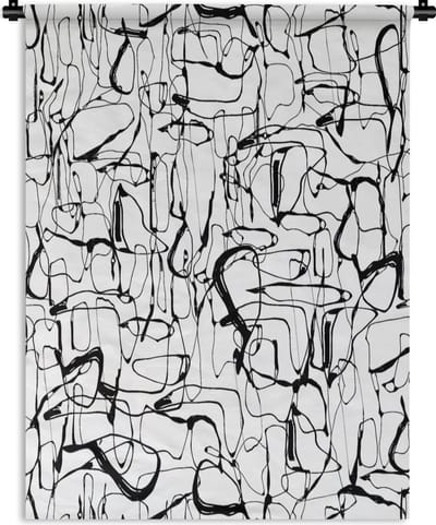 Wandkleed - Wanddoek - Line Art - Abstract - Patronen - Zwart Wit - 90x120 cm - Wandtapijt