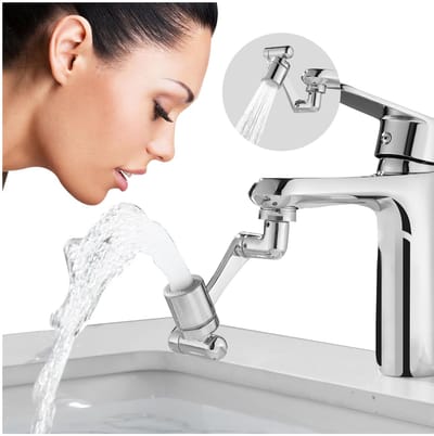 1 x Kraanverlenger - 360° draaibaar - Universele messing adapter - Sproeikop - Mechanische arm - 2 waterstroomstanden - Geschikt voor keuken en badkamer - Kraanaccessoires - Zilver