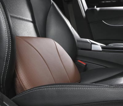 Echt rundleer lendensteun kussen met memory foam voor auto en sofa