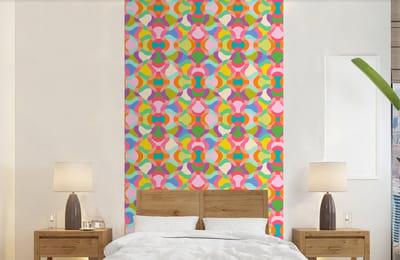 Behang - Fotobehang Design - Abstract - Kleuren - Retro - Breedte 120 cm x hoogte 240 cm