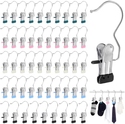Wasknijpers: 360° Draaibare Washaken, Draagbare Antislip Klemhaak, Metalen Laarsklemmen voor Laarzen Broeken Schoenen Handdoeken Kleding (5 Kleuren)