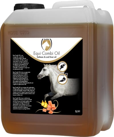 Excellent Horse Equi Combi Oil – 2,5 L – Voedingssupplement voor Paarden en Pony's – Olie – Hoogwaardige Zalmolie & Levertraan – Omega 3 – Vitamine A & D