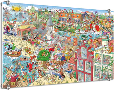 Zoekplaat 120 kinderliedjes - Decoratie - Cartoon - Roland Hols - Forex 5 mm dik - A3 (29,7 x 42 cm) - met zijgrip afstandhouders chroom (zilverkleurig)