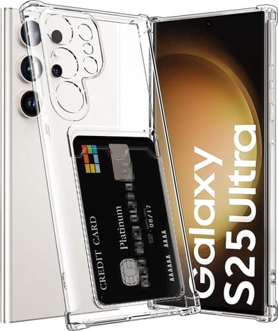 Casemania Hoesje Geschikt voor Samsung Galaxy S25 Ultra - Transparant - Anti Shock Back Cover met Pasjeshouder