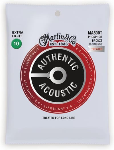 Martin MA500T Lifespan 2.0 Snaren voor 12-Snarige Akoestische Gitaar (10-47) Phosphor Bronze, Extra Light