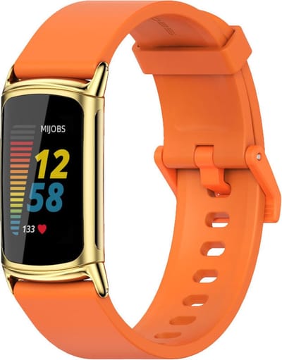 By Qubix - Compatible Fitbit bandje - Geschikt voor Fitbit Charge 5 - Fitbit Charge 6 Extra soft siliconen bandje - Oranje - Horlogeband - smartwatchbandje