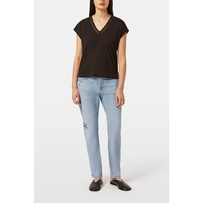 Scotch & Soda Cotton Linen V-neck T-shirt Peach Pink Size: XS | T-Shirts Outlet | Dames | Zwart