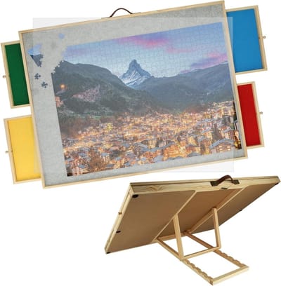 Verstelbare Puzzelplaat - Puzzelbord Puzzeltafel - Puzzels Maken - Met 4 Opberglades - 89 x 687 cm - Hout