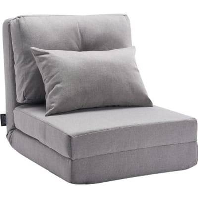 VEVOR Convertible Floor Sofa Bed, 5-voudig verstelbare, opvouwbare, gestoffeerde luie bank met verstelbare rugleuning en kussens, opvouwbare bank voor woonkamer en slaapkamer, grijs