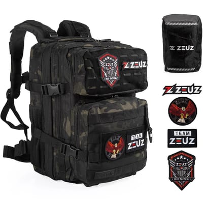 ZEUZ Tactical Rugzak Dames & Heren voor Fitness & CrossFit – Backpack - Sporttas - Militaire Army Bag - Sport Tas – 25 Liter - Camo Zwart