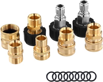 8-delige Hoge Druk Waterpistool Adapter Set, Messing Snelle Ontkoppel Kit, M22-14mm, Voor Slangen en Hogedrukreinigers