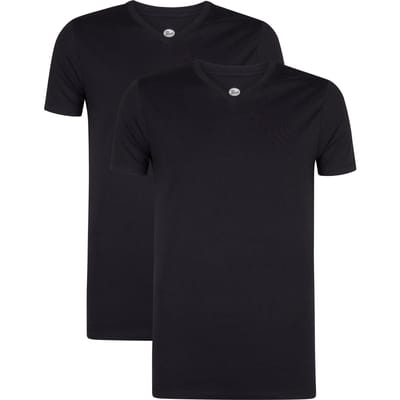 Petrol Industries T-Shirts Heren 2-Pack - V-Hals - Korte Mouwen - Katoen-Elastaan Mix - Effen Design - Multipack van 2 stuks - Blauw - Maat S