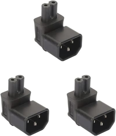 Stroom Adapter Set - Verlengkabel Hoek - Apparaten Aansluiten - Haakse 90 Graden Hoek - 3 Stuks - Zwart