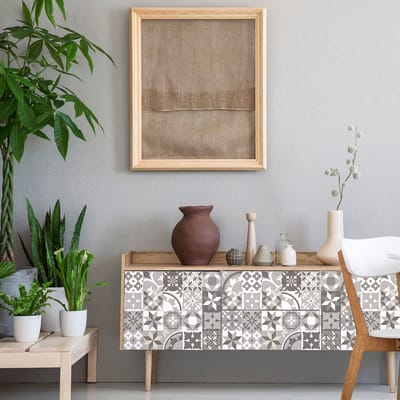 Meubeldecoratiestickers - 24 authentieke Niario cementtegel meubelstickers - 24 stickers 10x10cm