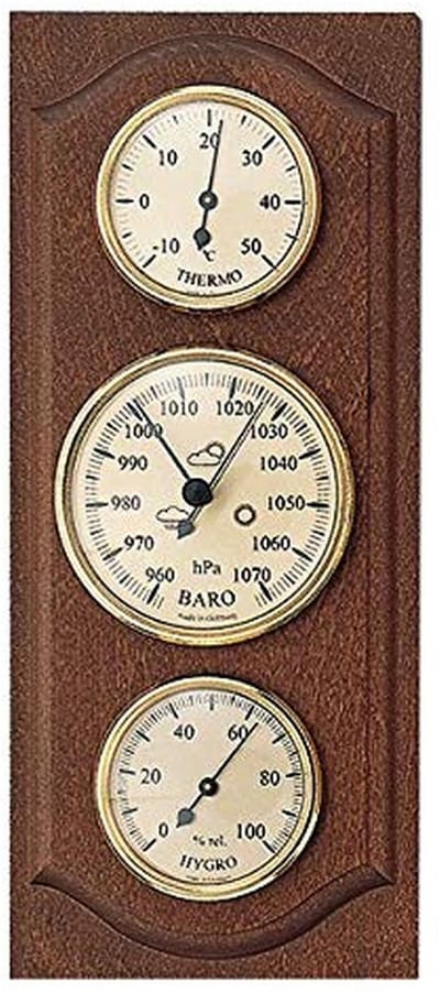 Mechanisch Weerstation Buiten - Houten Barometer, Thermometer en Hygrometer