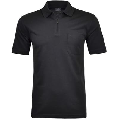 Ragman Uni Easy Care Zipper Poloshirt Pima Cotton Mix Zwart / male