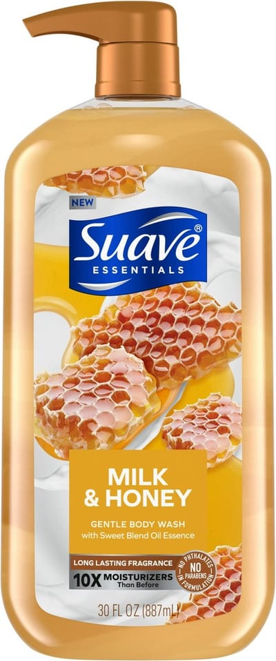 Suave Essentials Gentle Body Wash, Milk & Honey - 887ml
