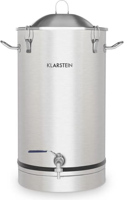 Klarstein Mash Festival Fermentatieketel - Fermentatieketel, Bierbrouwapparatuur, Fermentatievat, 30 liter, Aftapkraan, Roestvrij staal, Zilver - 48 cm 3,8 kg - RVS - voor Tuin - Kunststof