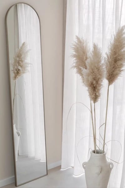 Nordic Style® Boogspiegel 180x40cm - Greige - Scandinavische Spiegels - Halfrond - Pas spiegel - Staande spiegel - Kleedkamer spiegel - Pas - Boog - Half Rond Ronde - Woonkamer - Wand - Muurspiegel - Muur