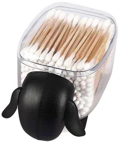 Dailygoods- Make-up Organizer Draaibaar - Wattenschijfjeshouder - Wattenstaafjeshouder - Transparant - Schattige Schapen Vorm - Duurzaam Materiaal