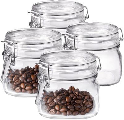 Bormioli Rocco Voorraad/weckpot - 4x - glas - transparant - 10,5 x 10 cm - 500 ml