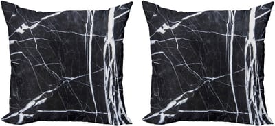 ABAKUHAUS Marmeren Kussenhoes Set (2 stuks), Grunge Natuursteen, 45 cm, Houtskoolgrijs Wit