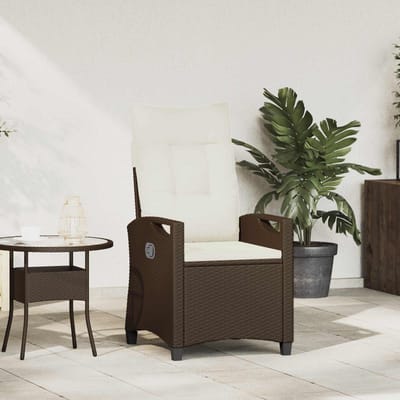 vidaXL - Ligstoel - voor - Tuin - Bruin - en - Crème - 56 - x - 60 - x - 112 - cm - poly - rattan
