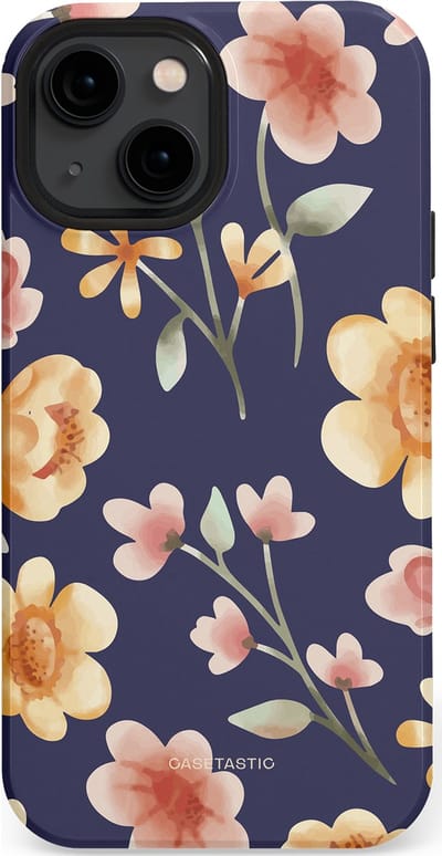 Casetastic Hoesje Geschikt voor Apple iPhone 13 Mini Magsafe - Stijlvolle Beschermende Duo-layer Case - Fluweel Bloemendesign